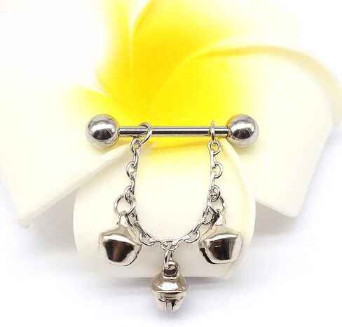 14G Stainless Steel Nipple Rings Solid Little Bells Straight Barbell Bars Tongue Ring 14mm(9/16 Inch) Body Piercing Jewelry in Saudi Arabia
