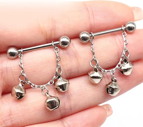 14G Stainless Steel Nipple Rings Solid Little Bells Straight Barbell Bars Tongue Ring 14mm(9/16 Inch) Body Piercing Jewelry in Saudi Arabia