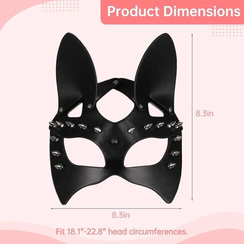 كمامة جلدية للنساء مع مسامير من كويلينك، قناع تنكري للنساء، قناع نصف وجه اسود، قناع عصري للحفلات التنكرية، النادي الليلي، الكرنفالات in Kuwait
