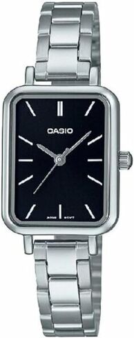 Casio LTP-V009D-1E Women's Rectangular Petite Stainless Steel Black Dial Dress Watch in Saudi Arabia