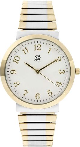 ساعة تشارلز ريموند للجنسين بسوار مطاطي كلاسيكي مقاس 6 بوصات، سهلة القراءة مع أرقام عربية ذهبية شفافة على القرص، وجه متوسط ​​الحجم - 8197Strch in Kuwait