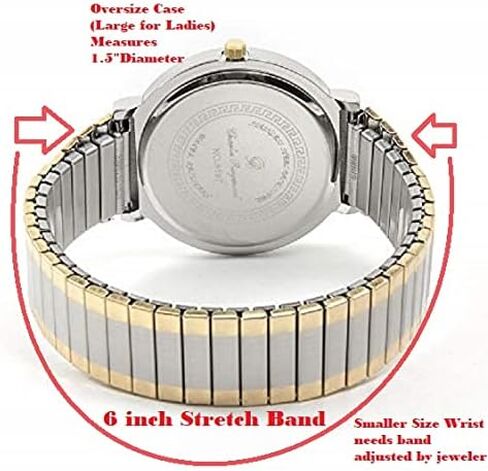 ساعة تشارلز ريموند للجنسين بسوار مطاطي كلاسيكي مقاس 6 بوصات، سهلة القراءة مع أرقام عربية ذهبية شفافة على القرص، وجه متوسط ​​الحجم - 8197Strch in Kuwait