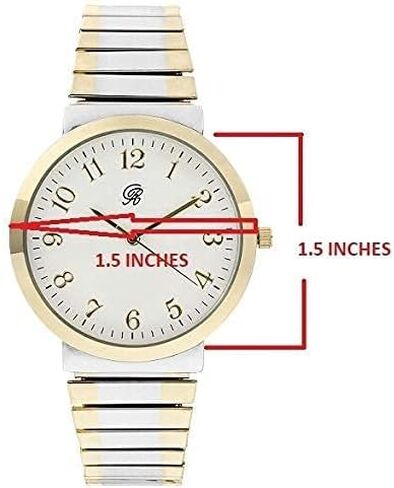 ساعة تشارلز ريموند للجنسين بسوار مطاطي كلاسيكي مقاس 6 بوصات، سهلة القراءة مع أرقام عربية ذهبية شفافة على القرص، وجه متوسط ​​الحجم - 8197Strch in Kuwait