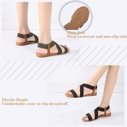 صنادل مسطحة مطاطية لطيفة من Husmeu للنساء أحذية الشاطئ الصيفية الكاجوال صندل مصارع للإجازات والسفر in Kuwait