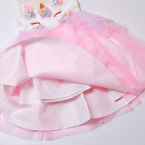 فساتين QPANCY للفتيات يونيكورن ملابس الأميرة للمهرجانات المتطابقة مع عصابة الرأس والجناح in Kuwait