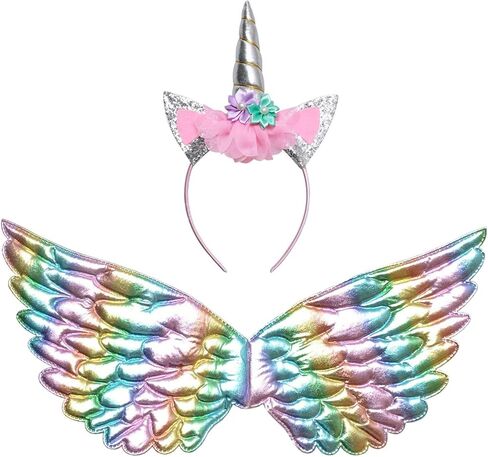 فساتين QPANCY للفتيات يونيكورن ملابس الأميرة للمهرجانات المتطابقة مع عصابة الرأس والجناح in Kuwait