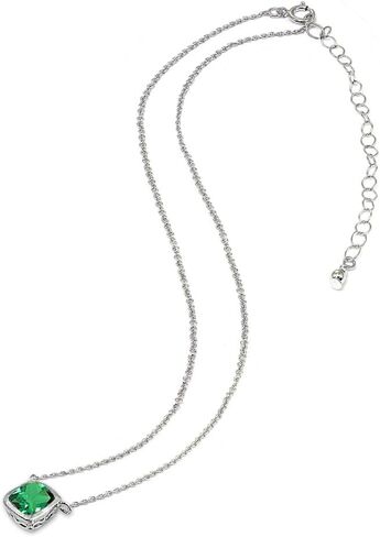 B. BRILLIANT Necklace for Women Sterling Silver Genuine Created or Simulated Gemstone Bezel Cushion-Cut Solitaire Short Choker Jewelry for Girls Teens Bridesmaids Prom in Saudi Arabia
