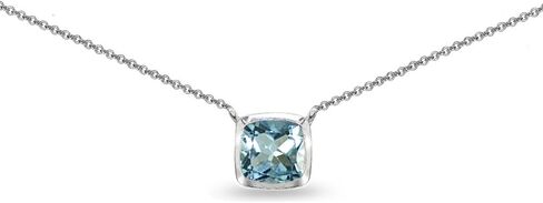 B. BRILLIANT Necklace for Women Sterling Silver Genuine Created or Simulated Gemstone Bezel Cushion-Cut Solitaire Short Choker Jewelry for Girls Teens Bridesmaids Prom in Saudi Arabia