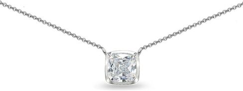 B. BRILLIANT Necklace for Women Sterling Silver Genuine Created or Simulated Gemstone Bezel Cushion-Cut Solitaire Short Choker Jewelry for Girls Teens Bridesmaids Prom in Saudi Arabia