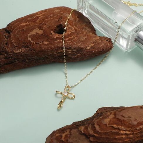 اسكومي قلادة الصليب للنساء | قلادة متقاطعة مطلية بالذهب والفضة عيار 14 قيراط، سلسلة بدلاية متقاطعة عصرية، مجوهرات تزيين يومية بسيطة للنساء والفتيات، هدية دينية رائعة in Kuwait