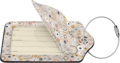 BLOCIT 2 عبوة من علامات الأمتعة مع غطاء للخصوصية - حلقة من الفولاذ المقاوم للصدأ، بطاقة عنوان - حقيبة سفر لطيفة لحقائب السفر للنساء والرجال والأطفال والبنات (زهور قوس قزح لطيفة) in Kuwait