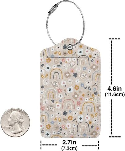 BLOCIT 2 عبوة من علامات الأمتعة مع غطاء للخصوصية - حلقة من الفولاذ المقاوم للصدأ، بطاقة عنوان - حقيبة سفر لطيفة لحقائب السفر للنساء والرجال والأطفال والبنات (زهور قوس قزح لطيفة) in Kuwait