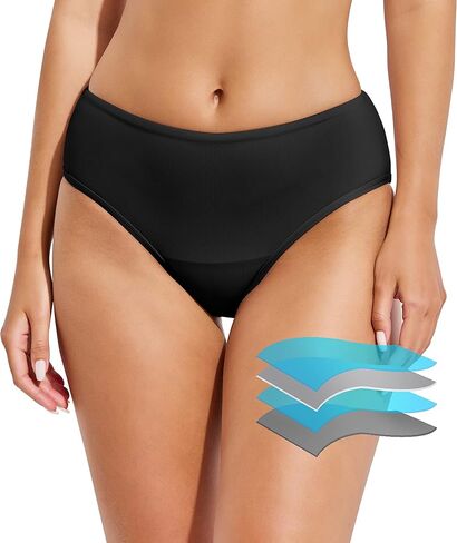 ملابس سباحة بيوتيكيني خلال فترة الحيض مانعة للتسرب للسباحة أثناء فترة السباحة للمراهقات والفتيات والنساء باللون الأسود in Kuwait