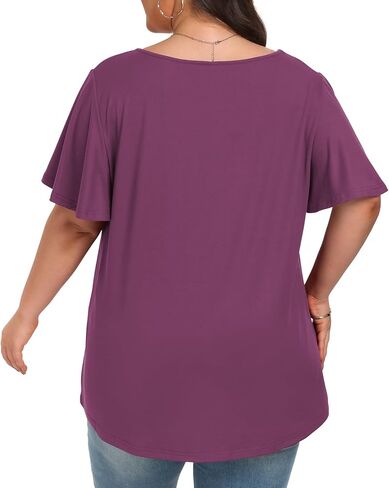 Tanmolo حريمي مقاس كبير بلايز كم قصير رقبة مربعة قمصان صيفية 2024 بلوزة تونيك ناعمة غير رسمية مقاس 14-26 1XL-4XL in Kuwait