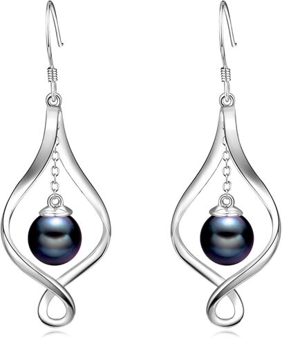 Pearl Earrings for Women Sterling Silver Celtic Pearl Earrings, Bee/Swan/Butterfly Pearl Earrings Valentine's Day Mother's Day Jewelry Gifts in Saudi Arabia