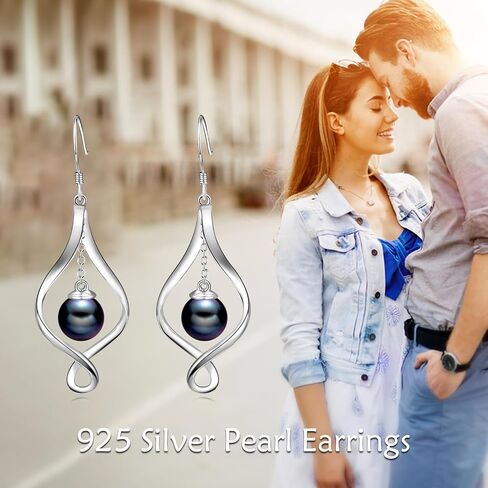Pearl Earrings for Women Sterling Silver Celtic Pearl Earrings, Bee/Swan/Butterfly Pearl Earrings Valentine's Day Mother's Day Jewelry Gifts in Saudi Arabia