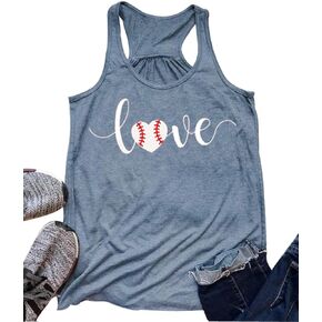 Love Baseball Mom Racerback Tank Tops Women Summer Casual Cute Sleeveless Shirts Tee