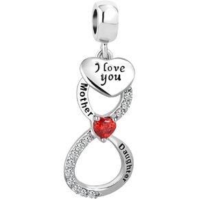 LSxAB Lucky Clover Heart Charm for Bracelets Necklaces Pendants Rose Gold Silver Twotone Lucky Charm Bead gift bead for Women Family Sister Wife