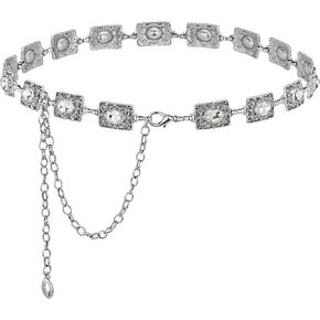 Ayliss النساء حجر الراين سلسلة حزام فستان معدني ربط حزام الموضة البطن كريستال أحزمة الخصر نحيل حزام السرج حزام الخصر in Kuwait