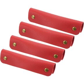 PATIKIL Luggage Handle Wrap, 4 Pack PU Handbag Grip Cover Protector Identifier with Clasp for Suitcase Grocery Shopping Bag, Brown in Saudi Arabia