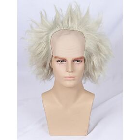 Tzncos Short Bald Cosplay Wig Synthetic Anime Party Halloween Costume Scientist Wig