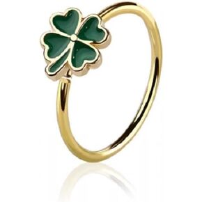 Pierced Owl 20GA 316L Stainless Steel Lucky Four Leaf Clover Bendable Nose Ring