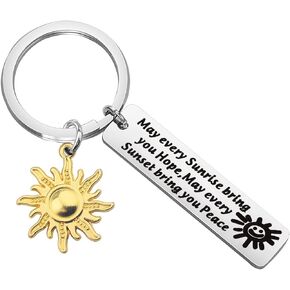 WSNANG Sun Inspirational Quote Gift May Every Sunrise Bring You Hope May Every Sunset Bring You Peace Keychain