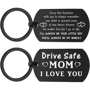 ENGZHI Drive Safe Mom Keychain - I Love You Mom Gifts from Daughter Son - Mothers Day, Birthday Gift for Mom, Christmas