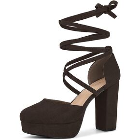 Allegra K Women's Platform Block Heel Lace Up Pumps Sandals