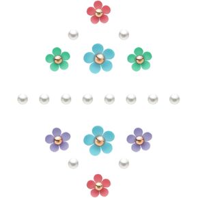 Idefair سحر الأحذية 18PCS، لطيف زهرة الديكور الأحذية بلينغ اللؤلؤ تمساح سحر لصندل تسد، DIY هدية عيد ميلاد للفتيات النساء in Kuwait