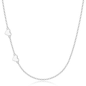 BriLove Gifts for Mom Girls Women 925 Sterling Silver Delicate Tiny Sideways Double Forever Love Heart Choker Necklace for Mothers Day/Valentines Day/Birthday/Christmas/Anniversary in Saudi Arabia