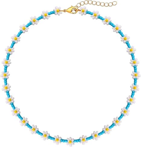 BVGA Beaded Choker Necklaces For Women Colorful Flower Shaped Beads Chocker Boho Necklaces Cute Beach Necklace For Teen Girls Jewelry Gifts in Saudi Arabia