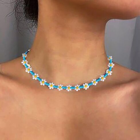 BVGA Beaded Choker Necklaces For Women Colorful Flower Shaped Beads Chocker Boho Necklaces Cute Beach Necklace For Teen Girls Jewelry Gifts in Saudi Arabia