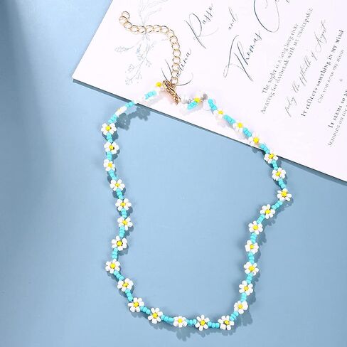 BVGA Beaded Choker Necklaces For Women Colorful Flower Shaped Beads Chocker Boho Necklaces Cute Beach Necklace For Teen Girls Jewelry Gifts in Saudi Arabia