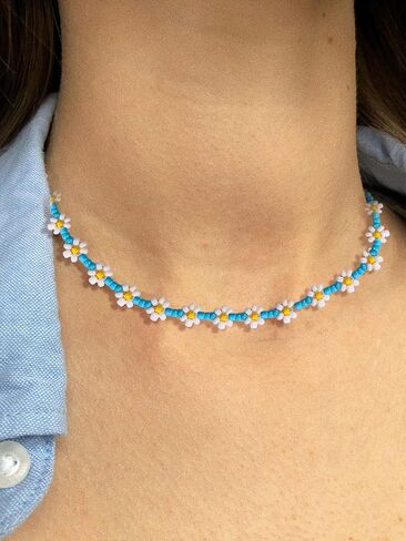 BVGA Beaded Choker Necklaces For Women Colorful Flower Shaped Beads Chocker Boho Necklaces Cute Beach Necklace For Teen Girls Jewelry Gifts in Saudi Arabia