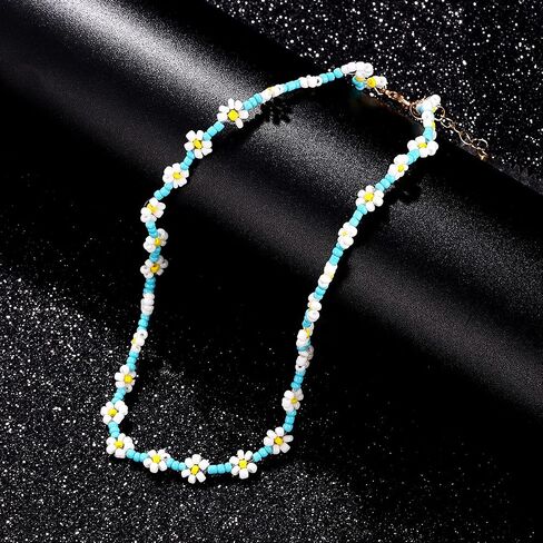 BVGA Beaded Choker Necklaces For Women Colorful Flower Shaped Beads Chocker Boho Necklaces Cute Beach Necklace For Teen Girls Jewelry Gifts in Saudi Arabia