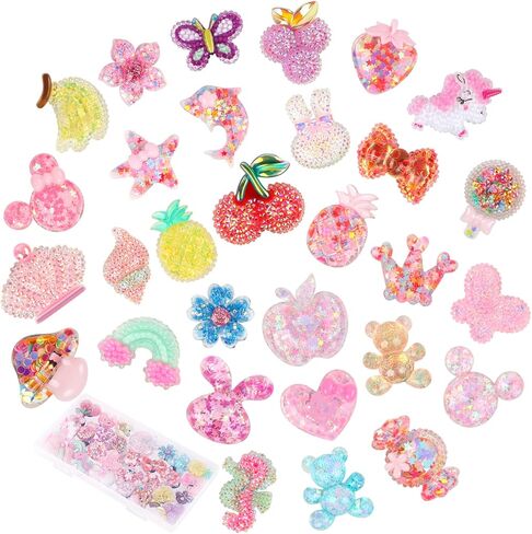 30 قطعة من تعليقات احذية كلوج لامعة من بلاستيك اوهوميني لطيفة لتزيين احذية كروكس للبنات والمراهقات والنساء مع ازرار اكسسوارات للاحذية لهدايا الحفلات واعياد الميلاد مع صندوق بلاستيكي in Kuwait