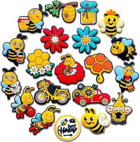 Zanerolan 20PCS Bee Shoe Decoration Charms for Clog, Honey Bumble Charms Accessories for Kid Girl Boy Party Favor in Kuwait