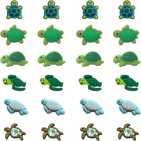 Gliquran 24 PCS Turtle Shoe Charms Pack,Sea Animal Widgets for Bubble Slides Clog Shoe DIY，Cute Beach PVC Pin Decoration in Kuwait