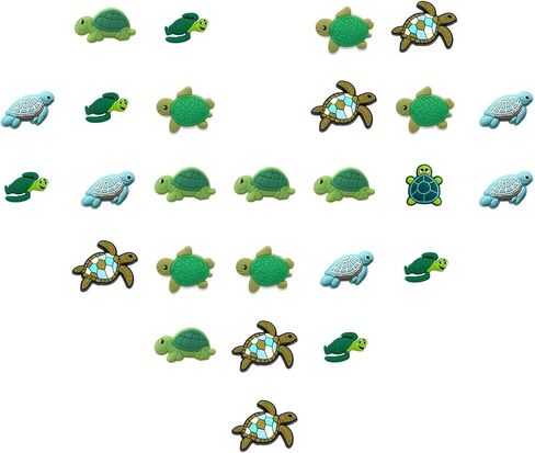 Gliquran 24 PCS Turtle Shoe Charms Pack,Sea Animal Widgets for Bubble Slides Clog Shoe DIY，Cute Beach PVC Pin Decoration in Kuwait