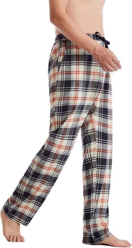 HROICGON Men's Pajama Pant Plaid 100% Cotton Pj Bottoms Lounge Lightweight Sleepwear Pants w Pockets Drawstring in Saudi Arabia