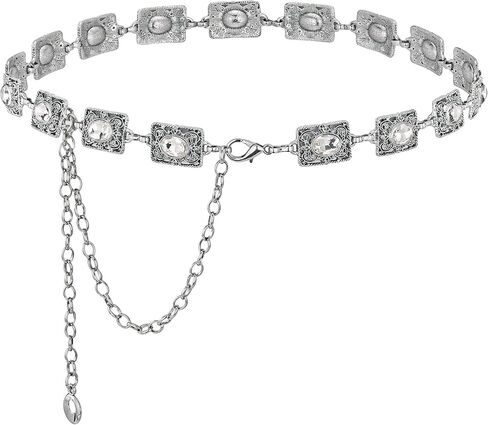 Ayliss النساء حجر الراين سلسلة حزام فستان معدني ربط حزام الموضة البطن كريستال أحزمة الخصر نحيل حزام السرج حزام الخصر in Kuwait