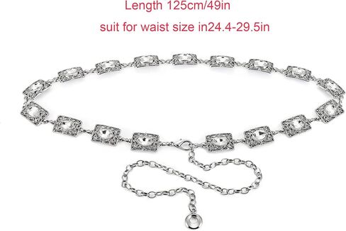 Ayliss النساء حجر الراين سلسلة حزام فستان معدني ربط حزام الموضة البطن كريستال أحزمة الخصر نحيل حزام السرج حزام الخصر in Kuwait