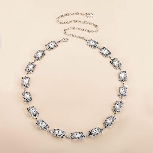 Ayliss النساء حجر الراين سلسلة حزام فستان معدني ربط حزام الموضة البطن كريستال أحزمة الخصر نحيل حزام السرج حزام الخصر in Kuwait