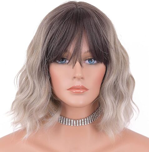 LANOVA Short Curly Orange Wigs with Bangs, Synthetic Hair Wob Haircut, Loose Curly Cosplay Wigs for Cosplay, Halloween Wig, Christmas Wig 10 inch LANOVA-134-10 in Saudi Arabia
