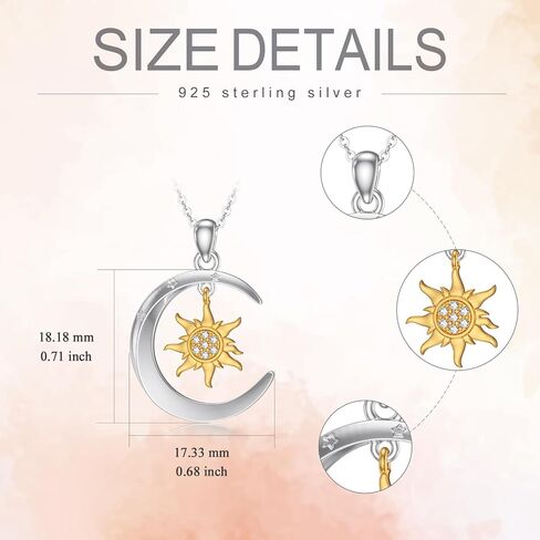 LWXIE Diamond Sun and Moon Necklaces for Women 925 Sterling Silver Sun Pendant Necklace Crescent Necklaces Diamond Jewelry Gifts for Women Girls Wife Girlfriend (0.028 ct t.w) in Saudi Arabia