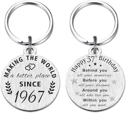 ABNTY 57th Birthday Gifts for Women Men, 57 Year Old Birthday Keychain, Born in 1967 Gifts, 1967 Birthday Decorations in Kuwait