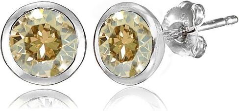 Sterling Silver 5mm Bezel Martini Colored European Crystals Stud Earrings for Women Girls in Kuwait