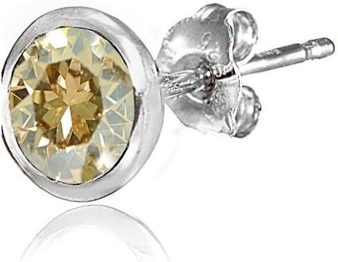 Sterling Silver 5mm Bezel Martini Colored European Crystals Stud Earrings for Women Girls in Kuwait