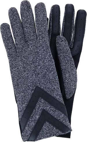 Isotoner SmartDri Smartouch 3 Button Length Spandex Chevron Gloves - A30660 (Black Heather, S/M) in Saudi Arabia